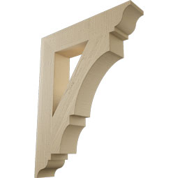 Ekena Millwork - BKTUR055X28X36BOA01RCPR - Timberthane Faux Wood Balboa Style Bracket, Traditional Ends, 5 1/2"W x 28"D x 36"H, Primed Tan
