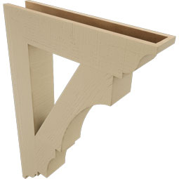 Ekena Millwork - BKTUR055X28X40BOA01RCPR - Timberthane Faux Wood Balboa Style Bracket, Traditional Ends, 5 1/2"W x 28"D x 40"H, Primed Tan