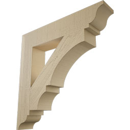 Ekena Millwork - BKTUR055X30X30BOA01RCPR - Timberthane Faux Wood Balboa Style Bracket, Traditional Ends, 5 1/2"W x 30"D x 30"H, Primed Tan