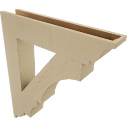 Ekena Millwork - BKTUR055X30X36BOA01RCPR - Timberthane Faux Wood Balboa Style Bracket, Traditional Ends, 5 1/2"W x 30"D x 36"H, Primed Tan