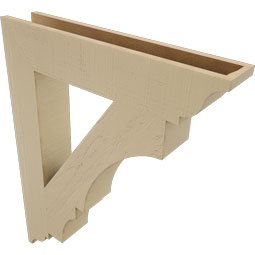 Ekena Millwork - BKTUR055X30X38BOA01RCPR - Timberthane Faux Wood Balboa Style Bracket, Traditional Ends, 5 1/2"W x 30"D x 38"H, Primed Tan