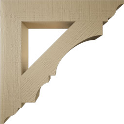Ekena Millwork - BKTUR055X32X32BOA01RCPR - Timberthane Faux Wood Balboa Style Bracket, Traditional Ends, 5 1/2"W x 32"D x 32"H, Primed Tan