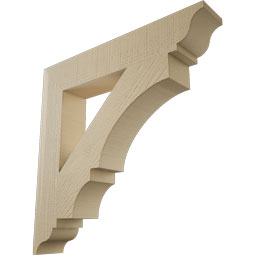 Ekena Millwork - BKTUR055X32X32BOA01RCPR - Timberthane Faux Wood Balboa Style Bracket, Traditional Ends, 5 1/2"W x 32"D x 32"H, Primed Tan