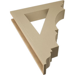Ekena Millwork - BKTUR055X32X38BOA01RCPR - Timberthane Faux Wood Balboa Style Bracket, Traditional Ends, 5 1/2"W x 32"D x 38"H, Primed Tan