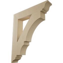 Ekena Millwork - BKTUR055X32X38BOA01RCPR - Timberthane Faux Wood Balboa Style Bracket, Traditional Ends, 5 1/2"W x 32"D x 38"H, Primed Tan