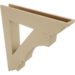 Ekena Millwork - BKTUR055X32X40BOA01RCPR - Timberthane Faux Wood Balboa Style Bracket, Traditional Ends, 5 1/2"W x 32"D x 40"H, Primed Tan