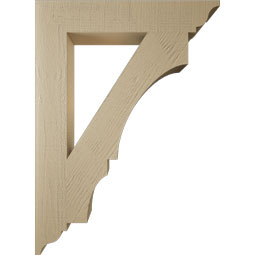 Ekena Millwork - BKTUR055X32X44BOA01RCPR - Timberthane Faux Wood Balboa Style Bracket, Traditional Ends, 5 1/2"W x 32"D x 44"H, Primed Tan