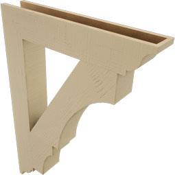 Ekena Millwork - BKTUR055X32X44BOA01RCPR - Timberthane Faux Wood Balboa Style Bracket, Traditional Ends, 5 1/2"W x 32"D x 44"H, Primed Tan