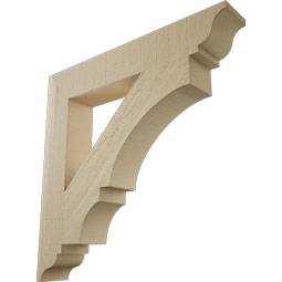 Ekena Millwork - BKTUR055X34X34BOA01RCPR - Timberthane Faux Wood Balboa Style Bracket, Traditional Ends, 5 1/2"W x 34"D x 34"H, Primed Tan