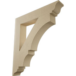 Ekena Millwork - BKTUR055X34X38BOA01RCPR - Timberthane Faux Wood Balboa Style Bracket, Traditional Ends, 5 1/2"W x 34"D x 38"H, Primed Tan