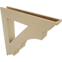 Ekena Millwork - BKTUR055X36X40BOA01RCPR - Timberthane Faux Wood Balboa Style Bracket, Traditional Ends, 5 1/2"W x 36"D x 40"H, Primed Tan