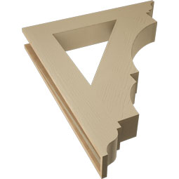 Ekena Millwork - BKTUR055X36X42BOA01RCPR - Timberthane Faux Wood Balboa Style Bracket, Traditional Ends, 5 1/2"W x 36"D x 42"H, Primed Tan