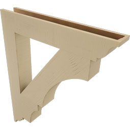 Ekena Millwork - BKTUR055X36X44BOA01RCPR - Timberthane Faux Wood Balboa Style Bracket, Traditional Ends, 5 1/2"W x 36"D x 44"H, Primed Tan