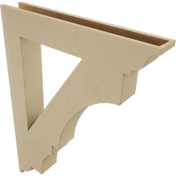 Ekena Millwork - BKTUR055X36X48BOA01RCPR - Timberthane Faux Wood Balboa Style Bracket, Traditional Ends, 5 1/2"W x 36"D x 48"H, Primed Tan