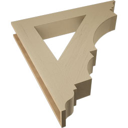 Ekena Millwork - BKTUR055X38X38BOA01RCPR - Timberthane Faux Wood Balboa Style Bracket, Traditional Ends, 5 1/2"W x 38"D x 38"H, Primed Tan