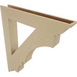 Ekena Millwork - BKTUR055X38X46BOA01RCPR - Timberthane Faux Wood Balboa Style Bracket, Traditional Ends, 5 1/2"W x 38"D x 46"H, Primed Tan