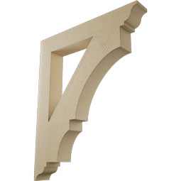 Ekena Millwork - BKTUR055X38X46BOA01RCPR - Timberthane Faux Wood Balboa Style Bracket, Traditional Ends, 5 1/2"W x 38"D x 46"H, Primed Tan