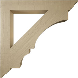 Ekena Millwork - BKTUR055X44X44BOA01RCPR - Timberthane Faux Wood Balboa Style Bracket, Traditional Ends, 5 1/2"W x 44"D x 44"H, Primed Tan