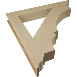 Ekena Millwork - BKTUR055X44X44BOA01RCPR - Timberthane Faux Wood Balboa Style Bracket, Traditional Ends, 5 1/2"W x 44"D x 44"H, Primed Tan