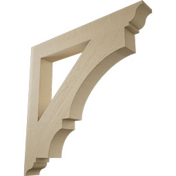 Ekena Millwork - BKTUR055X44X44BOA01RCPR - Timberthane Faux Wood Balboa Style Bracket, Traditional Ends, 5 1/2"W x 44"D x 44"H, Primed Tan