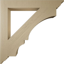 Ekena Millwork - BKTUR055X46X46BOA01RCPR - Timberthane Faux Wood Balboa Style Bracket, Traditional Ends, 5 1/2"W x 46"D x 46"H, Primed Tan
