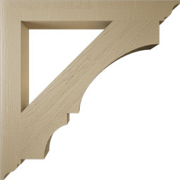 Ekena Millwork - BKTUR055X48X48BOA01RCPR - Timberthane Faux Wood Balboa Style Bracket, Traditional Ends, 5 1/2"W x 48"D x 48"H, Primed Tan
