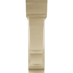Ekena Millwork - BKTUR0352X14X14BOA01RCPR - Timberthane Faux Wood Balboa Style Bracket w/ Offset Brace, Traditional Ends, 3 1/2"W x 14"D x 14"H, Primed Tan