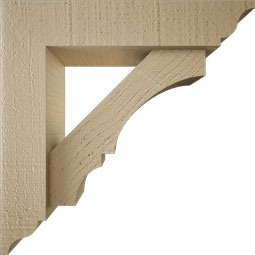 Ekena Millwork - BKTUR0352X14X14BOA01RCPR - Timberthane Faux Wood Balboa Style Bracket w/ Offset Brace, Traditional Ends, 3 1/2"W x 14"D x 14"H, Primed Tan
