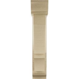 Ekena Millwork - BKTUR0352X14X18BOA01RCPR - Timberthane Faux Wood Balboa Style Bracket w/ Offset Brace, Traditional Ends, 3 1/2"W x 14"D x 18"H, Primed Tan