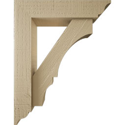 Ekena Millwork - BKTUR0352X14X18BOA01RCPR - Timberthane Faux Wood Balboa Style Bracket w/ Offset Brace, Traditional Ends, 3 1/2"W x 14"D x 18"H, Primed Tan