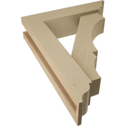 Ekena Millwork - BKTUR0352X14X18BOA01RCPR - Timberthane Faux Wood Balboa Style Bracket w/ Offset Brace, Traditional Ends, 3 1/2"W x 14"D x 18"H, Primed Tan