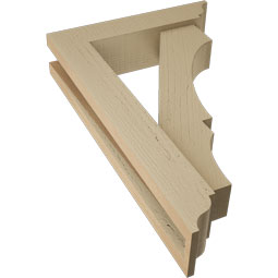 Ekena Millwork - BKTUR0352X14X22BOA01RCPR - Timberthane Faux Wood Balboa Style Bracket w/ Offset Brace, Traditional Ends, 3 1/2"W x 14"D x 22"H, Primed Tan