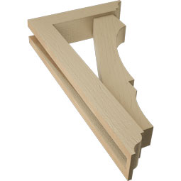 Ekena Millwork - BKTUR0352X14X26BOA01RCPR - Timberthane Faux Wood Balboa Style Bracket w/ Offset Brace, Traditional Ends, 3 1/2"W x 14"D x 26"H, Primed Tan