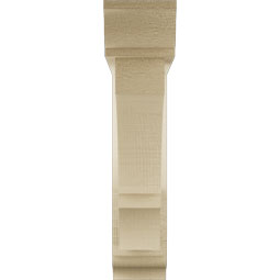 Ekena Millwork - BKTUR0352X16X16BOA01RCPR - Timberthane Faux Wood Balboa Style Bracket w/ Offset Brace, Traditional Ends, 3 1/2"W x 16"D x 16"H, Primed Tan