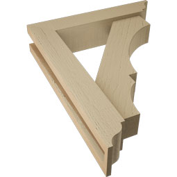 Ekena Millwork - BKTUR0352X16X20BOA01RCPR - Timberthane Faux Wood Balboa Style Bracket w/ Offset Brace, Traditional Ends, 3 1/2"W x 16"D x 20"H, Primed Tan