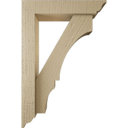Ekena Millwork - BKTUR0352X16X24BOA01RCPR - Timberthane Faux Wood Balboa Style Bracket w/ Offset Brace, Traditional Ends, 3 1/2"W x 16"D x 24"H, Primed Tan