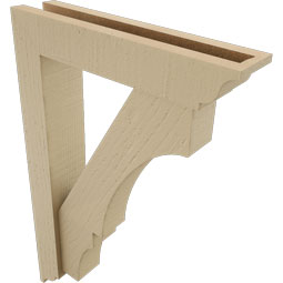 Ekena Millwork - BKTUR0352X16X24BOA01RCPR - Timberthane Faux Wood Balboa Style Bracket w/ Offset Brace, Traditional Ends, 3 1/2"W x 16"D x 24"H, Primed Tan