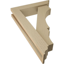 Ekena Millwork - BKTUR0352X16X24BOA01RCPR - Timberthane Faux Wood Balboa Style Bracket w/ Offset Brace, Traditional Ends, 3 1/2"W x 16"D x 24"H, Primed Tan