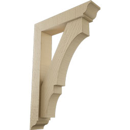 Ekena Millwork - BKTUR0352X16X24BOA01RCPR - Timberthane Faux Wood Balboa Style Bracket w/ Offset Brace, Traditional Ends, 3 1/2"W x 16"D x 24"H, Primed Tan