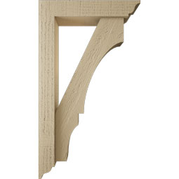 Ekena Millwork - BKTUR0352X16X28BOA01RCPR - Timberthane Faux Wood Balboa Style Bracket w/ Offset Brace, Traditional Ends, 3 1/2"W x 16"D x 28"H, Primed Tan