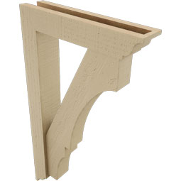 Ekena Millwork - BKTUR0352X16X28BOA01RCPR - Timberthane Faux Wood Balboa Style Bracket w/ Offset Brace, Traditional Ends, 3 1/2"W x 16"D x 28"H, Primed Tan