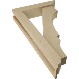 Ekena Millwork - BKTUR0352X16X28BOA01RCPR - Timberthane Faux Wood Balboa Style Bracket w/ Offset Brace, Traditional Ends, 3 1/2"W x 16"D x 28"H, Primed Tan