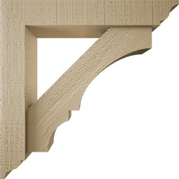 Ekena Millwork - BKTUR0352X18X18BOA01RCPR - Timberthane Faux Wood Balboa Style Bracket w/ Offset Brace, Traditional Ends, 3 1/2"W x 18"D x 18"H, Primed Tan