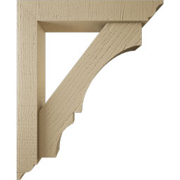 Ekena Millwork - BKTUR0352X18X22BOA01RCPR - Timberthane Faux Wood Balboa Style Bracket w/ Offset Brace, Traditional Ends, 3 1/2"W x 18"D x 22"H, Primed Tan