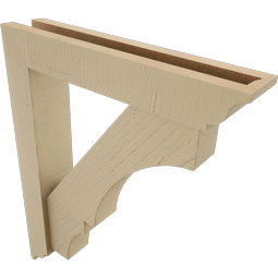 Ekena Millwork - BKTUR0352X18X22BOA01RCPR - Timberthane Faux Wood Balboa Style Bracket w/ Offset Brace, Traditional Ends, 3 1/2"W x 18"D x 22"H, Primed Tan