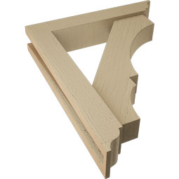 Ekena Millwork - BKTUR0352X18X22BOA01RCPR - Timberthane Faux Wood Balboa Style Bracket w/ Offset Brace, Traditional Ends, 3 1/2"W x 18"D x 22"H, Primed Tan