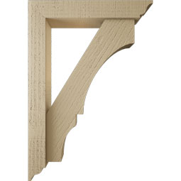 Ekena Millwork - BKTUR0352X18X26BOA01RCPR - Timberthane Faux Wood Balboa Style Bracket w/ Offset Brace, Traditional Ends, 3 1/2"W x 18"D x 26"H, Primed Tan