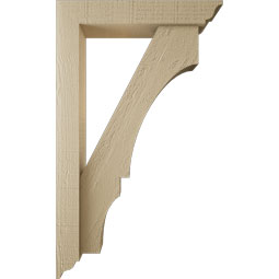 Ekena Millwork - BKTUR0352X18X30BOA01RCPR - Timberthane Faux Wood Balboa Style Bracket w/ Offset Brace, Traditional Ends, 3 1/2"W x 18"D x 30"H, Primed Tan