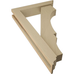 Ekena Millwork - BKTUR0352X18X30BOA01RCPR - Timberthane Faux Wood Balboa Style Bracket w/ Offset Brace, Traditional Ends, 3 1/2"W x 18"D x 30"H, Primed Tan