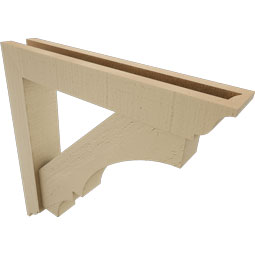 Ekena Millwork - BKTUR0352X20X20BOA01RCPR - Timberthane Faux Wood Balboa Style Bracket w/ Offset Brace, Traditional Ends, 3 1/2"W x 20"D x 20"H, Primed Tan